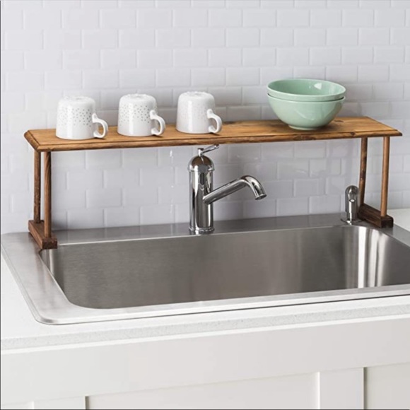 Multipurpose and Over-the-Sink Shelf Wood Rustic Pine Shelf Pine - Picture 2 of 5